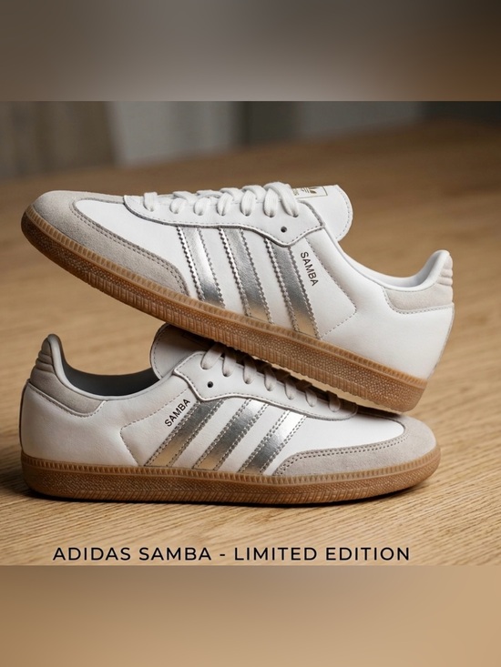 adidas Shoes - Adidas Originals Samba OG Sneakers In White and Silver Metallic Women's 10